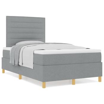 Boxspringbett mit Matratze Hellgrau 120x200 cm Stoff