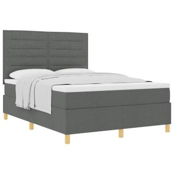 Boxspringbett mit Matratze Grau 140x190 cm Stoff