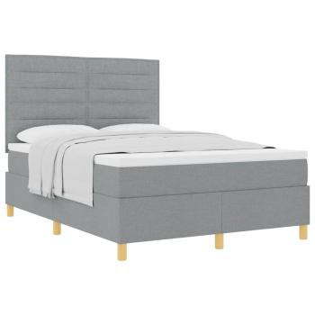 Boxspringbett mit Matratze Hellgrau 140x200 cm Stoff