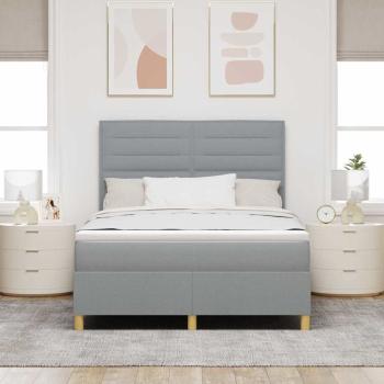 Boxspringbett mit Matratze Hellgrau 140x200 cm Stoff