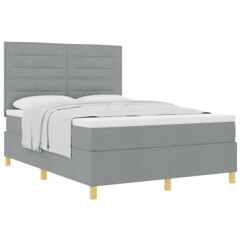 Boxspringbett mit Matratze Hellgrau 140x200 cm Stoff