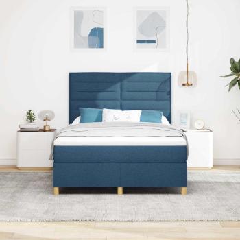Boxspringbett mit Matratze Blau 160x200 cm Stoff
