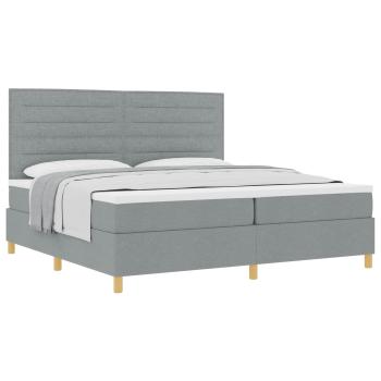 Boxspringbett mit Matratze Hellgrau 200x200 cm Stoff
