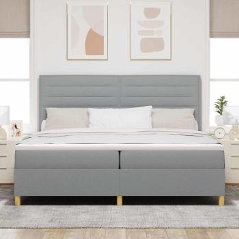 Boxspringbett mit Matratze Hellgrau 200x200 cm Stoff