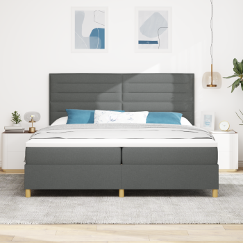 Boxspringbett mit Matratze Dunkelgrau 200 x 200 cm Stoff