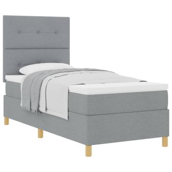 Boxspringbett mit Matratze Hellgrau 90x200 cm Stoff