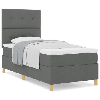 Boxspringbett mit Matratze Dunkelgrau 90x200 cm Stoff