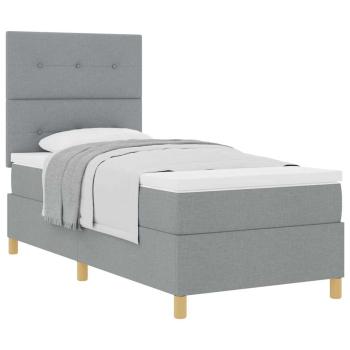 Boxspringbett mit Matratze Hellgrau 100x200 cm Stoff