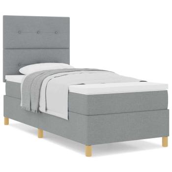 Boxspringbett mit Matratze Hellgrau 100x200 cm Stoff