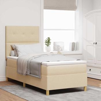 ARDEBO.de - Boxspringbett mit Matratze Creme 100x200 cm Stoff