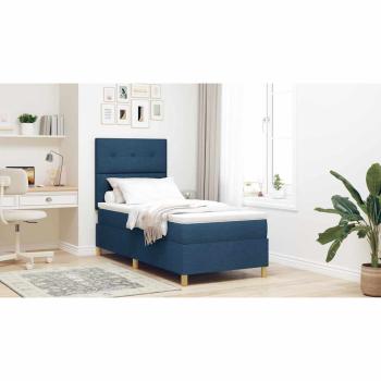 Boxspringbett mit Matratze Blau 100x200 cm Stoff