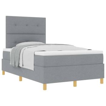 Boxspringbett mit Matratze Hellgrau 120x200 cm Stoff