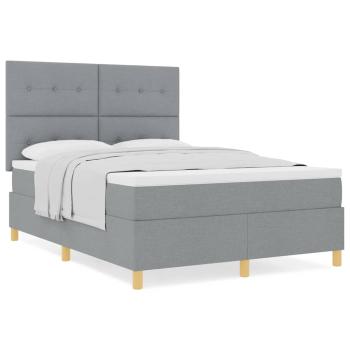 Boxspringbett mit Matratze Hellgrau 140x190 cm Stoff