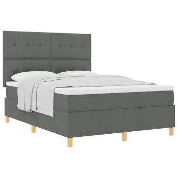 Boxspringbett mit Kopfteil Dunkelgrau 140 x 200 cm Stoff