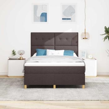 Boxspringbett mit Kopfteil Dunkelbraun 140 x 200 cm Stoff