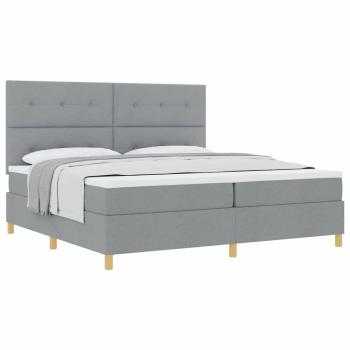 Boxspringbett mit Matratze Hellgrau 200x200 cm Stoff