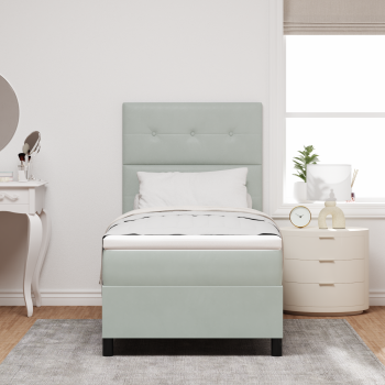 Boxspringbett mit Kopfteil Hellgrau 90 x 200 cm Samt