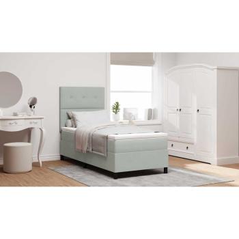 Boxspringbett mit Kopfteil Hellgrau 90 x 200 cm Samt