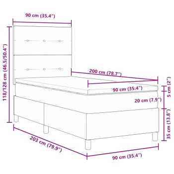 Boxspringbett mit Matratze Dunkelgrau 90x200 cm Velvet