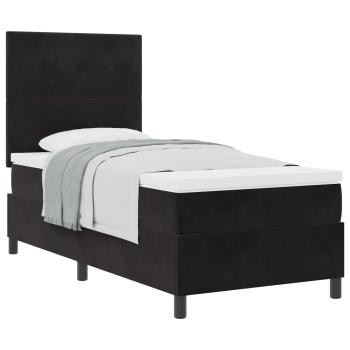 Boxspringbett mit Matratze, Schwarz, 90x200 cm, Samt
