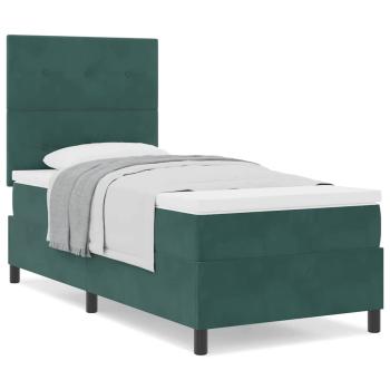 Boxspringbett mit Matratze Dunkelgrün 90x200 cm Samt