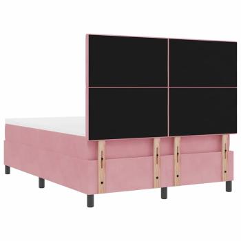 Boxspringbett mit Matratze Rosa 140x190 cm Samt