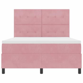 Boxspringbett mit Matratze Rosa 140x190 cm Samt