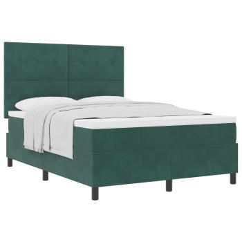 Boxspringbett mit Kopfteil Dunkelgrün 140 x 200 cm Samt