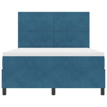 Boxspringbett mit Matratze Dunkelblau 140x200 cm Velours