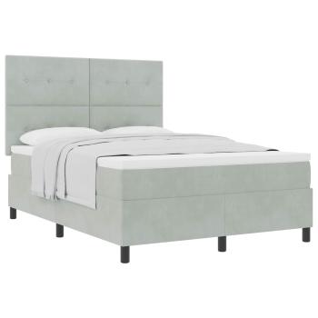 ARDEBO.de - Boxspringbett mit Matratze Hellgrau 160x200 cm Samt