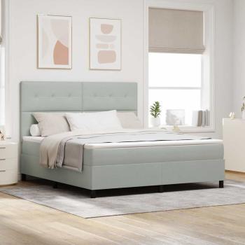 ARDEBO.de - Boxspringbett mit Matratze Hellgrau Super King Velvet