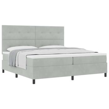Boxspringbett mit Matratze Hellgrau 200x200 cm Samt