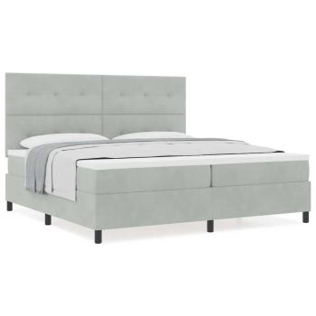 Boxspringbett mit Matratze Hellgrau 200x200 cm Samt