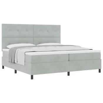 Boxspringbett mit Matratze Hellgrau 200x200 cm Samt
