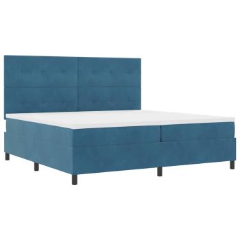 Boxspringbett mit Kopfteil Dunkelblau 200 x 200 cm Samt