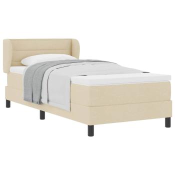Bettgestell mit Matratze Creme Stoff 100 x 200 cm Bettmatratze