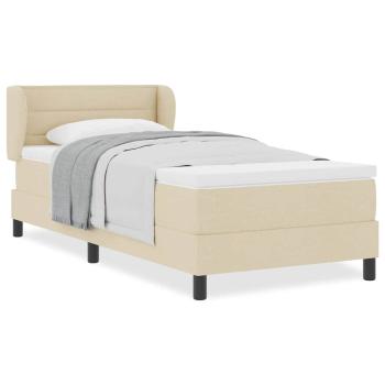 Bettgestell mit Matratze Creme Stoff 100 x 200 cm Bettmatratze