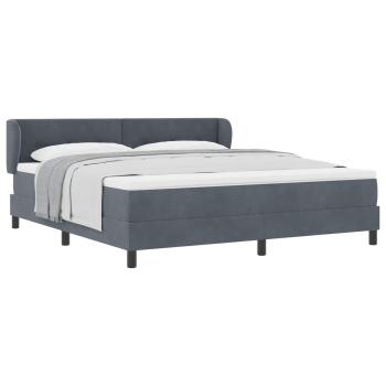 Boxspringbett mit Matratze in Dunkelgrau 180x200 cm aus Samt