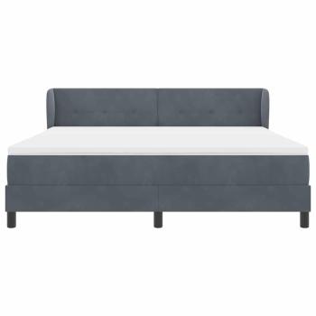 Boxspringbett mit Matratze in Dunkelgrau 180x200 cm aus Samt
