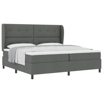 Boxspringbett mit Matratze in Dunkelgrau, 200x200 cm Stoff