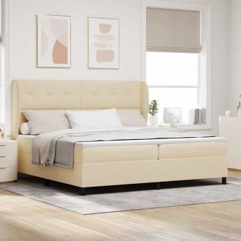 ARDEBO.de - Boxspringbett mit Matratze - Creme, 200x200 cm Stoff