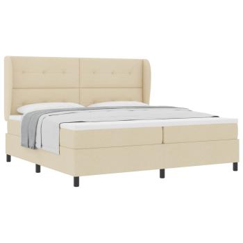Boxspringbett mit Matratze - Creme, 200x200 cm Stoff