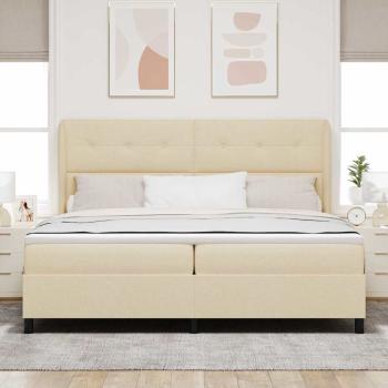 Boxspringbett mit Matratze - Creme, 200x200 cm Stoff