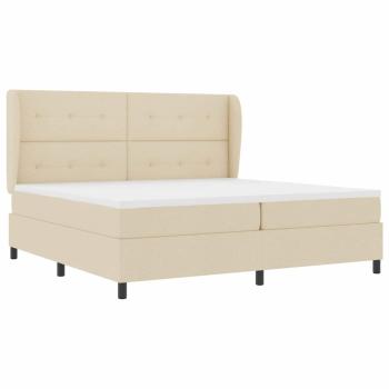 Boxspringbett mit Matratze - Creme, 200x200 cm Stoff