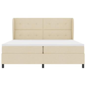 Boxspringbett mit Matratze - Creme, 200x200 cm Stoff