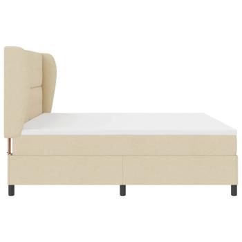 Boxspringbett mit Matratze - Creme, 200x200 cm Stoff