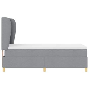 Boxspringbett mit Matratze in Hellgrau, 100x200 cm Stoff