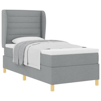 Boxspringbett mit Matratze in Hellgrau, 100x200 cm Stoff