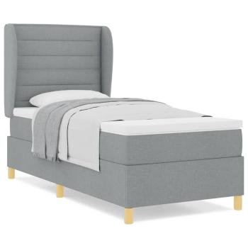 Boxspringbett mit Matratze in Hellgrau, 100x200 cm Stoff