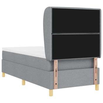 Boxspringbett mit Matratze in Hellgrau, 100x200 cm Stoff